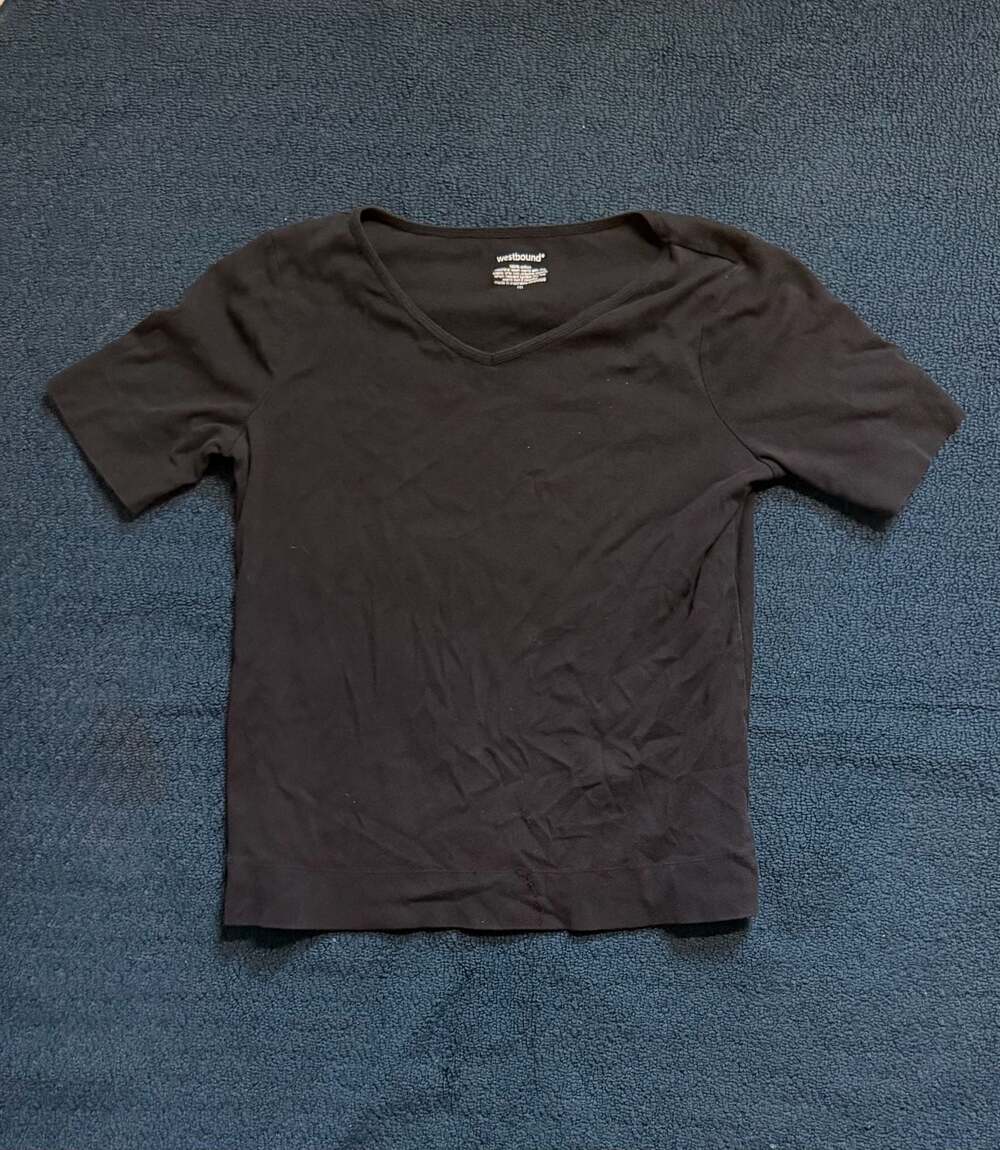Westbound Women's Black 100% Cotton Short Sleeve V-Neck T-Shirt